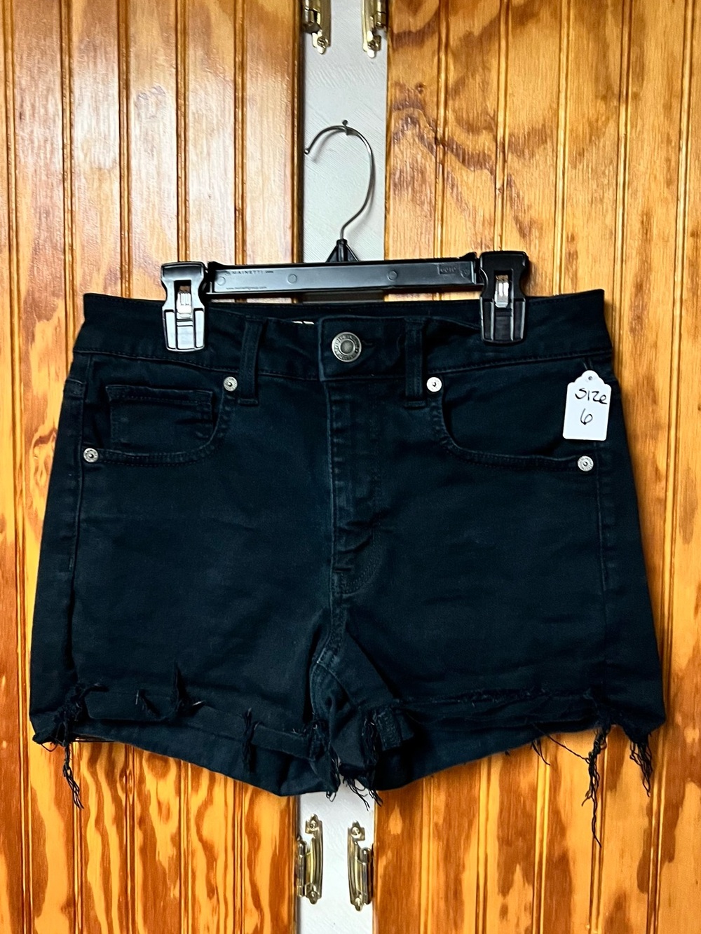 American Eagle Outfitters Black Distressed Denim Shorts size 6